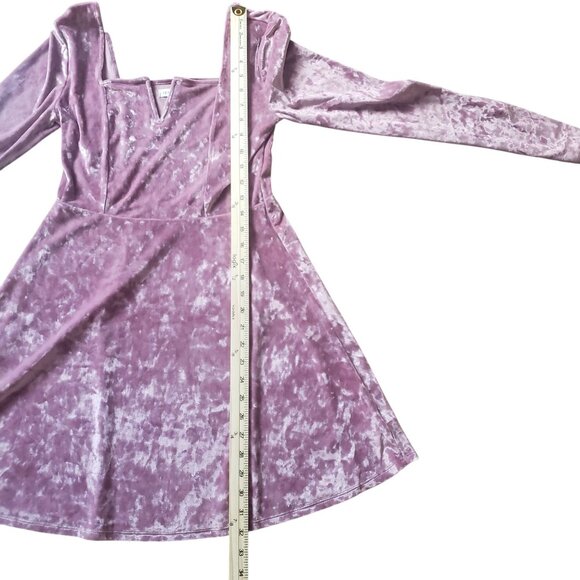 Aeropostale Solid V Wire Velvet Fit & Flare Dress Size M Velvet Pastel Goth - Picture 6 of 9